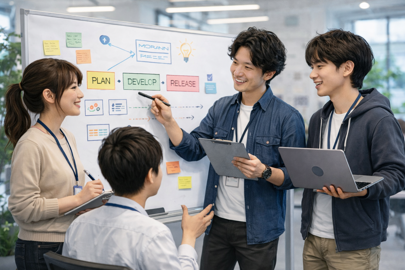 チームで議論している様子