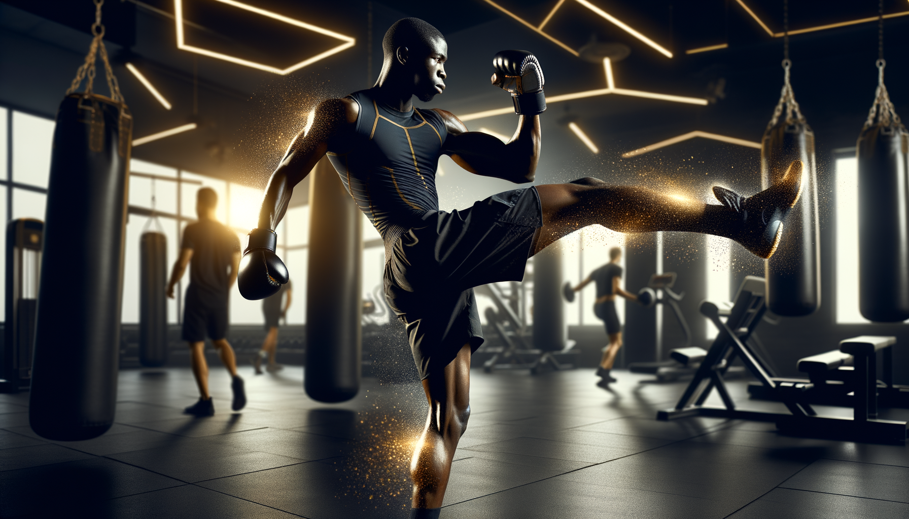 キックボクサーとして練習する男性