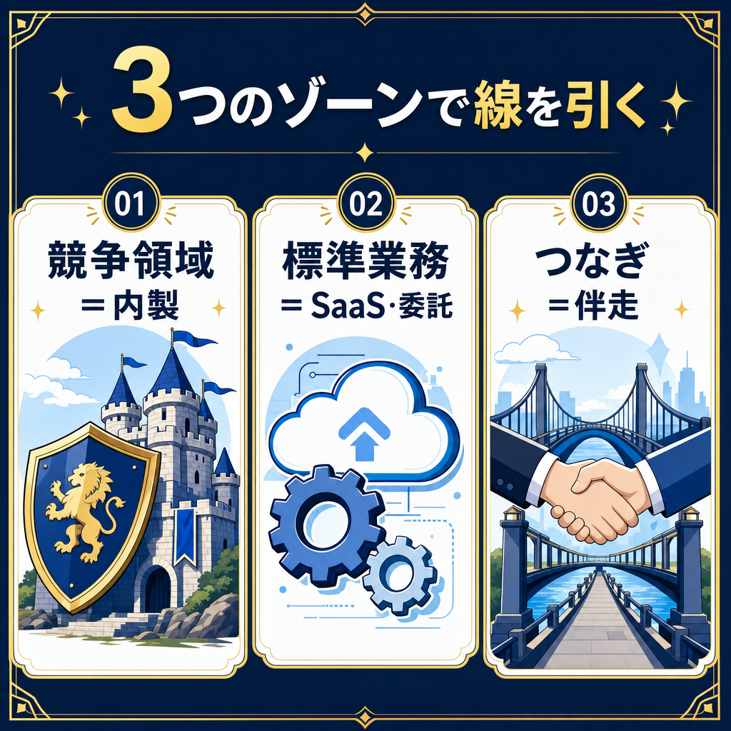 内製・委託・つなぎの3分類