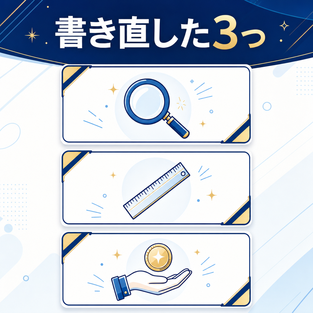 書き直した3つ