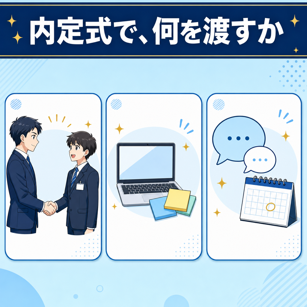 内定式で、何を渡すか